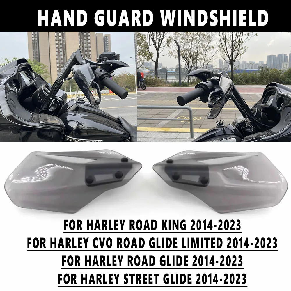 

Motorcycle Handguards Shield Hand Guard Protector Windshield For Harley Touring Street Glide CVO Road Glide Road King 2014-2023