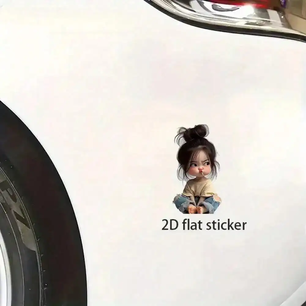 Cute Sassy Pouty Girl Vinyl Sticker Waterproof Removable Decal for Car Laptop Water Bottle Phone Wall Decoration