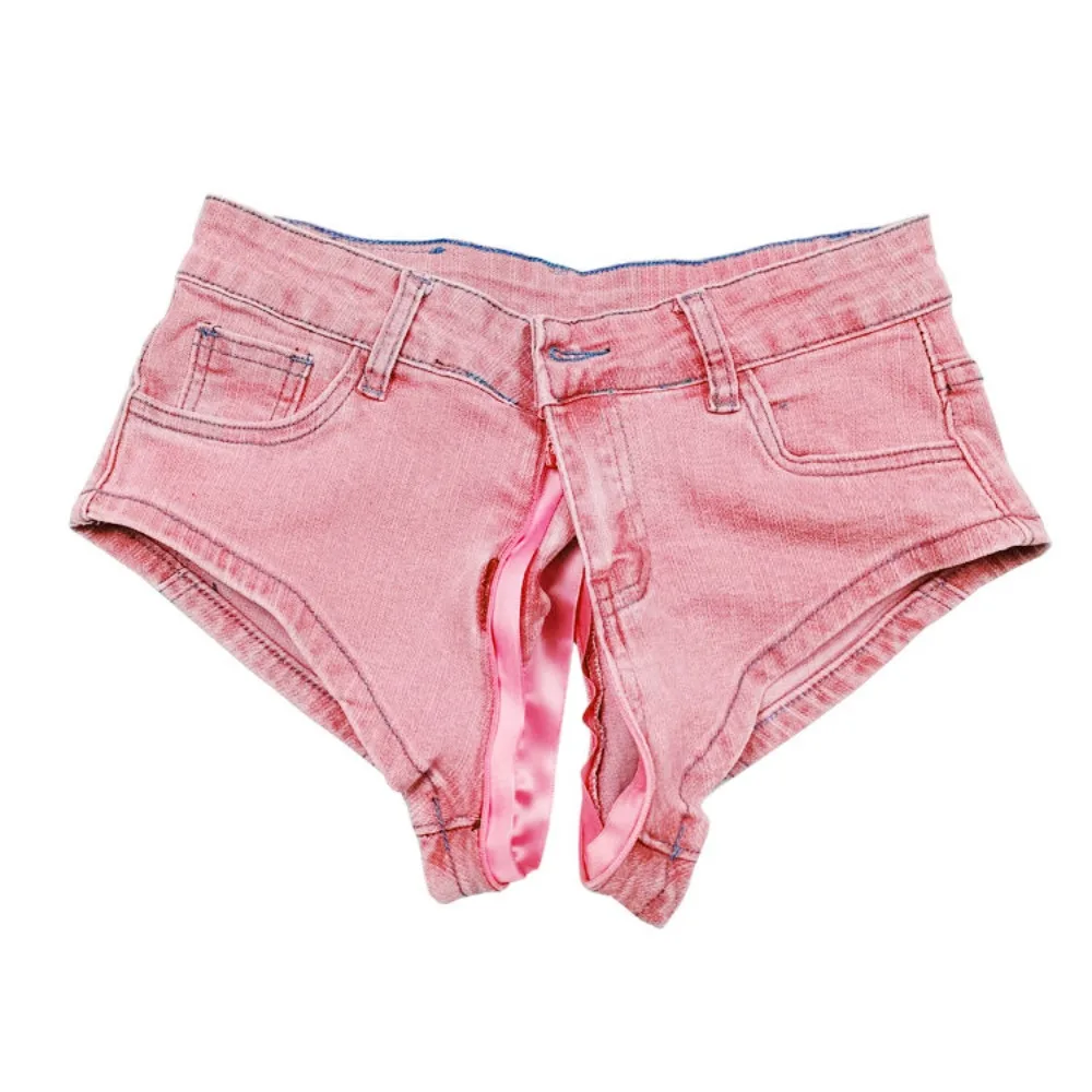 Outdoor Sex Open Crotch Boyfriend Sexy Jeans Summer Shorts White Low Waist Frayed Mini Short Women Hip Wrap Retro Denim Hotpants