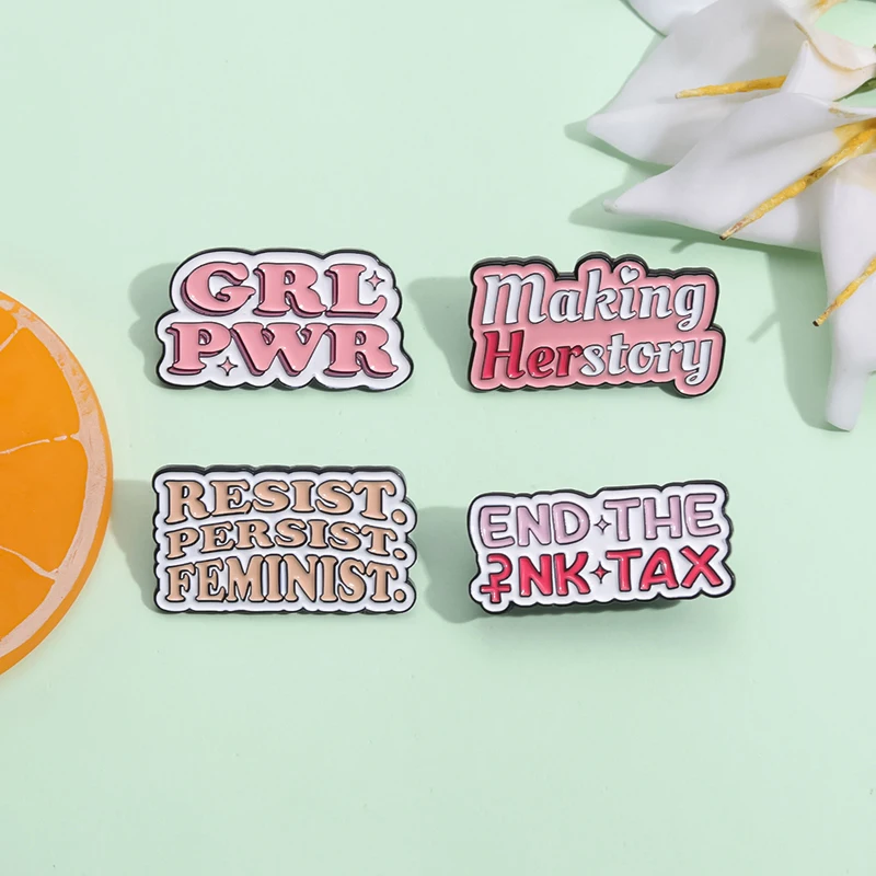 Women Girls Power Enamel Pins Angry Feminist Phrase Lapel Badge Brooch Clothes Backpack Jewelry Accessories Wholesale Pin Gift