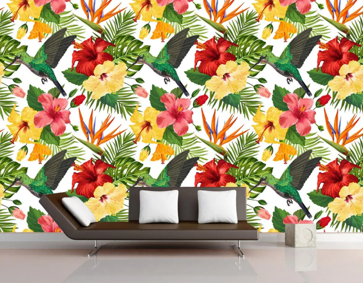 Custom Wallpaper Tropical Plant Leaf TV Background Wall Home Decor Palm Leaf Background Mural Living Room Bedroom 3d wallpaper