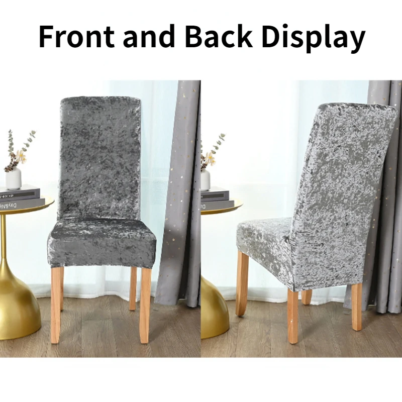 Elastic Velvet Dining Chair Cover All-inclusive Seat Slipcover Solid Anti-dirt XL Size Soft Chair Case Dining Room Wedding Hotel