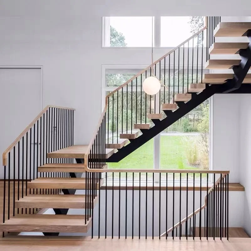 custom.TAKA Foshan Factory Apartment Ultra Modern Metal Staircase with Wood Tread Design Exterior Mono Staircase