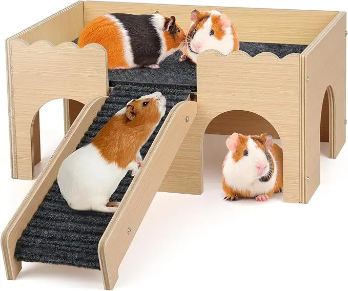 Wooden Hamster House Guinea Pig Castle Guinea Pig Hideout for Chinchilla Ferrets Hamster Hedgehog Rabbit