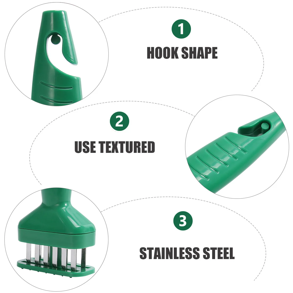 

Steak Pork Chop Widen Needle Stainless Steel Tenderizer Plastic Handle Portable Meat Loose Needle Machine Steak Tenderizer