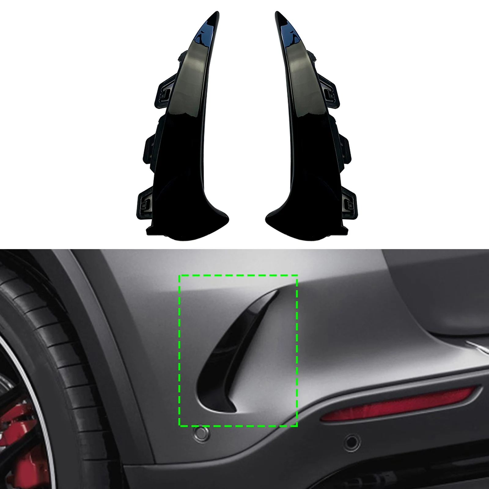 For Mercedes GLA-Class GLA200 260 H247 2020+ GLA35 AMG Rear Bumper Spoiler Air Vent Cover Side Canard