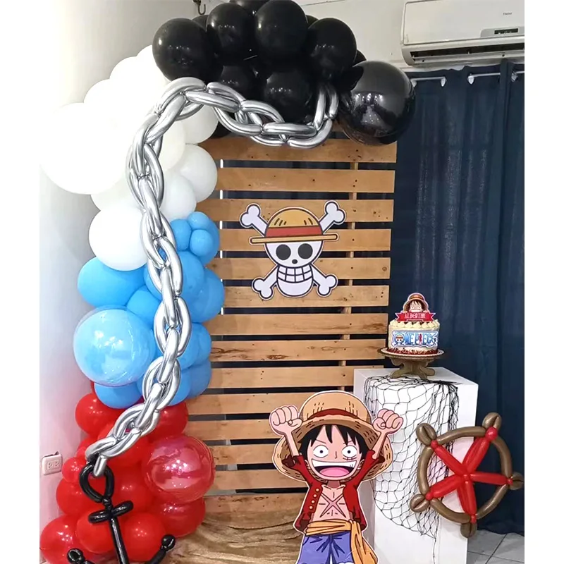 Coole One Piece Themen-Luffy Folienballons Bogen-Girlanden-Set Latexballons Zahlenballons Geburtstag Babyparty Partyzubehör Geschenke