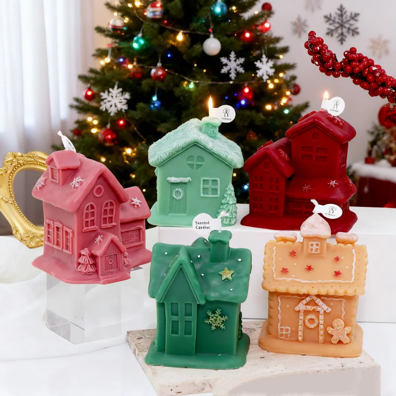 

3D Рождественский дом, силиконовые формы для свечей, сделай сам, праздничные формы для коттеджа, поделки из смолы ручной работы, идеально подходят для рождественского декора, вечерние атмосферы