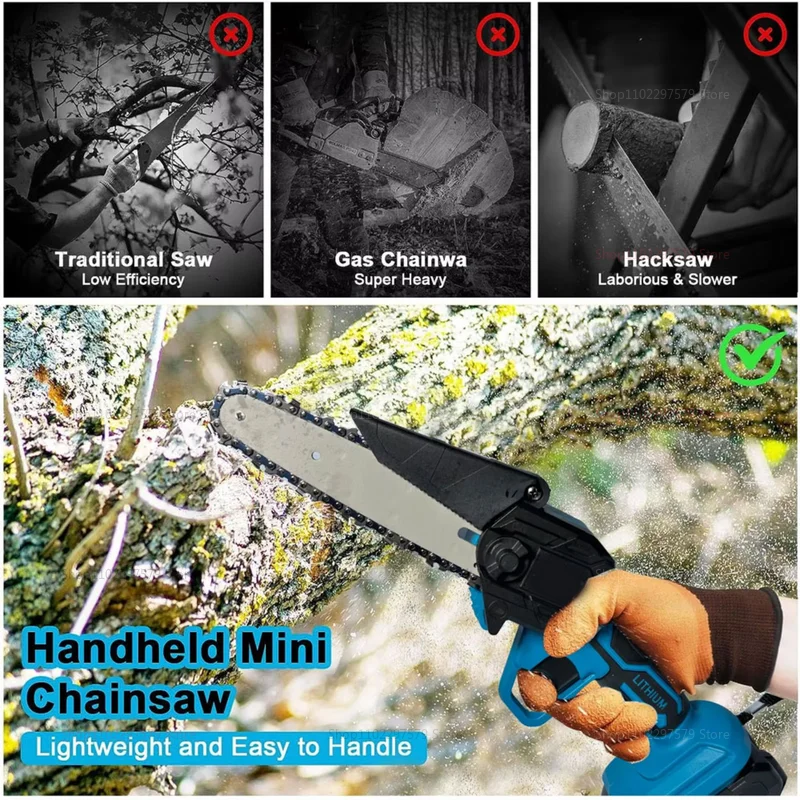 6 بوصة منشار كهربائي لاسلكي يعمل بالبطارية يده حديقة سجل أداة قطع الخشب لبطارية 18 فولت لا بطارية