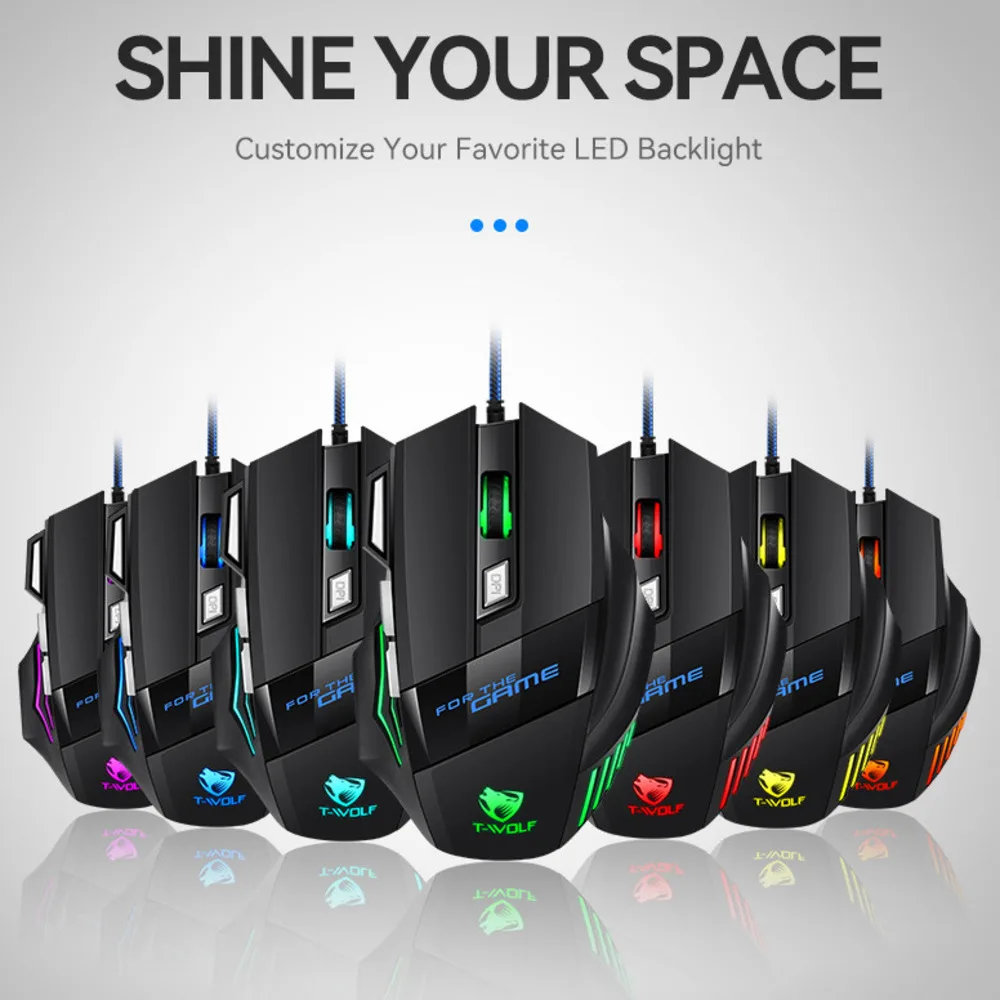 Wired Gaming Mouse 7 Keys Button Adjustable DPI RGB Breathing Backlight Ergonomic USB Gamer Mouse For PC Laptop Game Office
