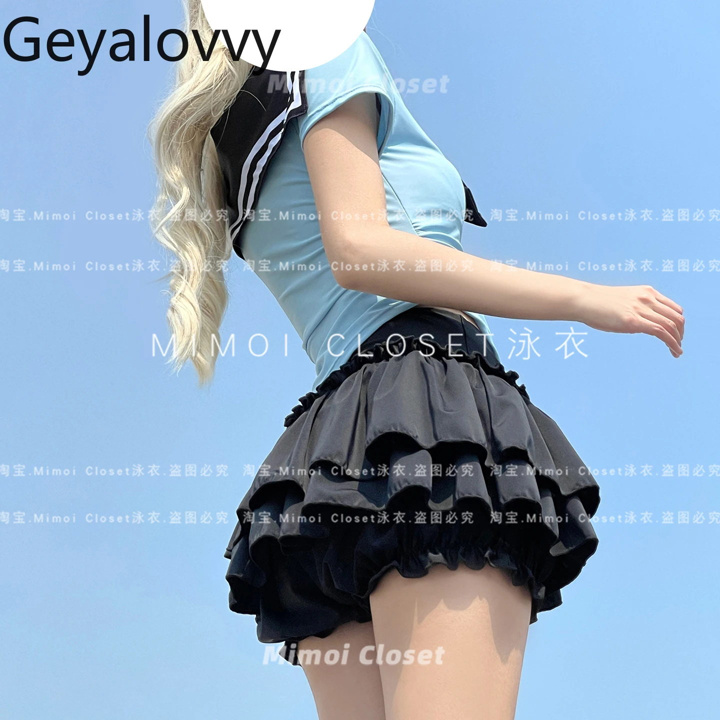 Sweet Tutu Skirt Navy Style Short-sleeved Top Skirt Bikini Set 2025 New Summer Seaside Vacation Saudi Split Swimsuit for Girls #6