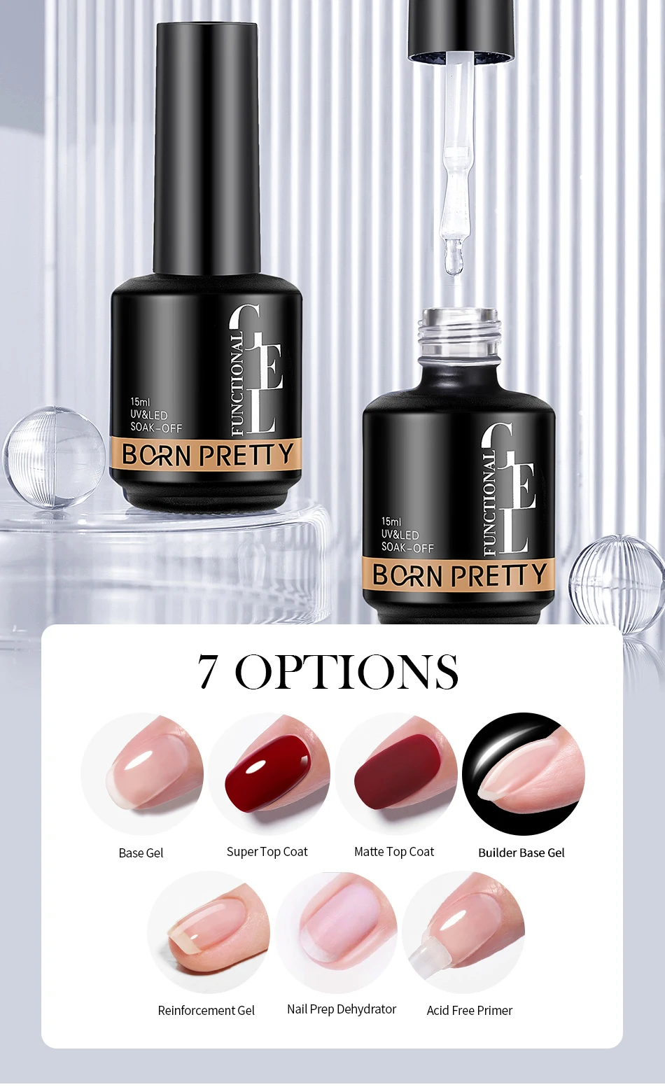 BORN PRETTY 15 ml Super Top Coat für Gel-Nagellack 45 Tage Verstärkungsgel Bulider Base Gel Langlebiger Gel-Lack zum Einweichen – Detail 1