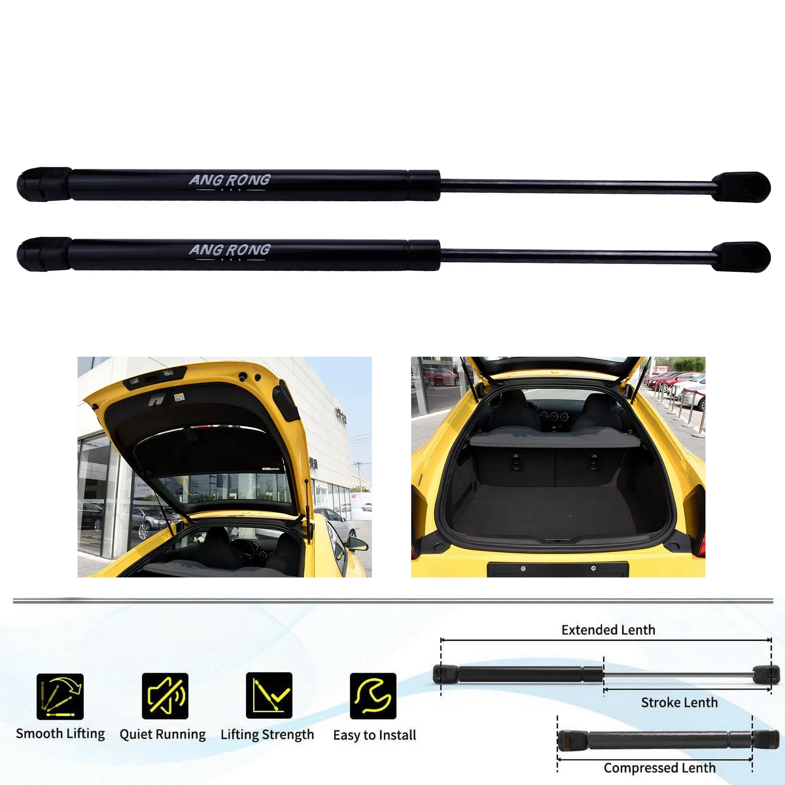 For Audi TT Coupe With Spoiler 98-06 Rear Tailgate Boot Trunk Gas Struts Support