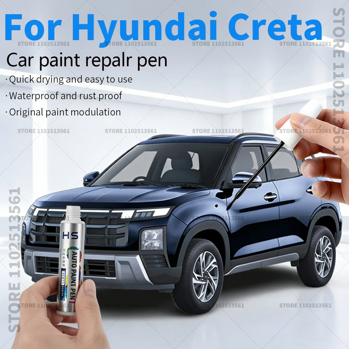 For 2014-2025 Hyundai Creta Car Paint Repair Pen Paint Scratch Repair Accessories Blue Black White Grey Red Silver Ranger Khaki