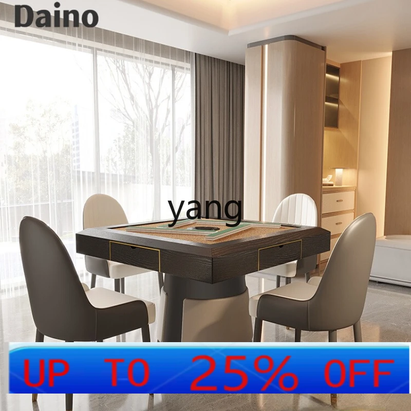

LMM solid wood mahjong table multi-function automatic silent rotor mahjong machine one table and four chairs