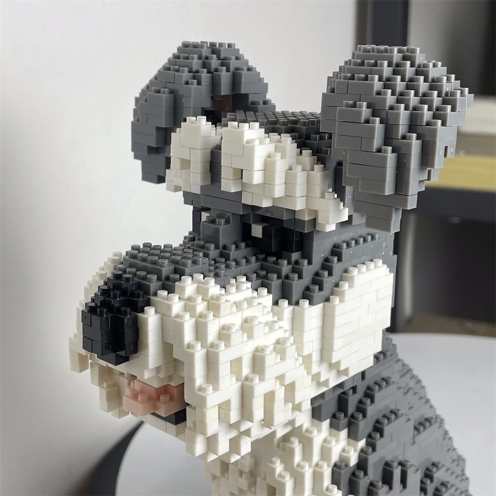 Knew construído schnauzer cão modelo micro mini blocos de construção brinquedo perfeito para entusiastas do animal de estimação adorável peça