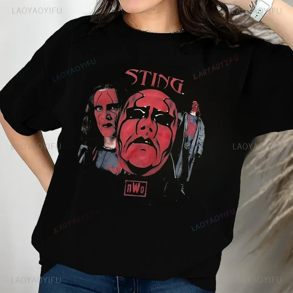 T-shirt moda retrò Wrestler Sting, T-shirt WCW NWO WWF Wrestling T-shirt in cotone unisex Harajuku di tendenza neutra