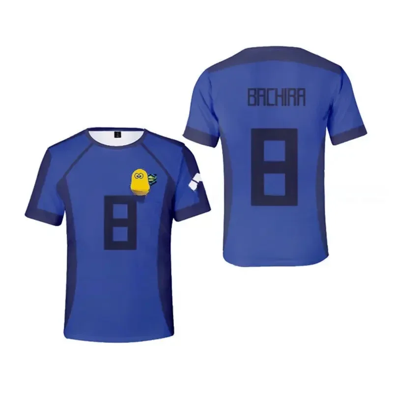 أنيمي الأزرق قفل Isagi Yoichi كرة القدم جيرسي 1KY467HT تأثيري حلي شعر مستعار الأزرق فريق Z Bachira Meguru No.11 ملابس رياضية رقم 8