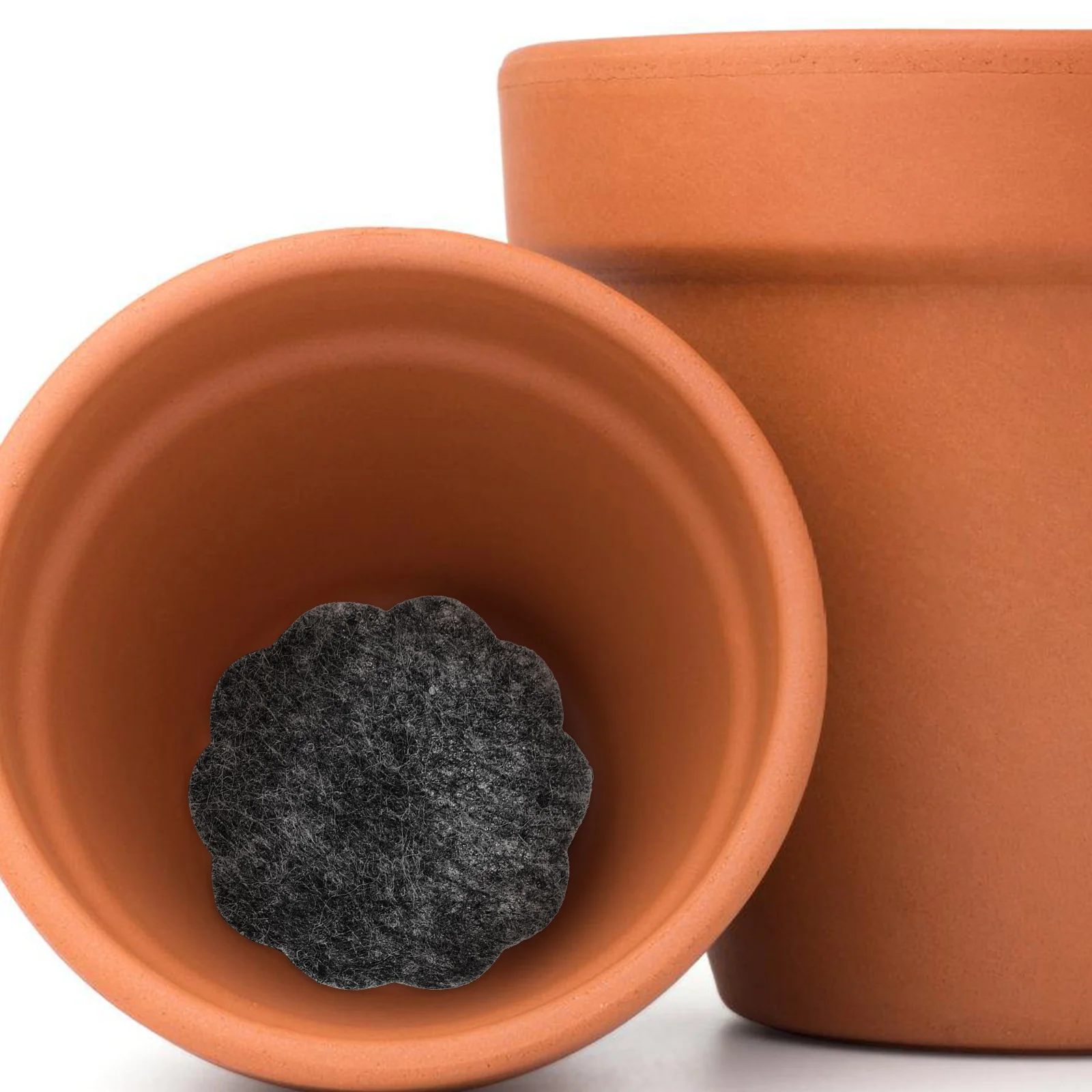 

40 Pcs Anti Soil Leak Pad Flower Pot Bottom Grid Mat Net Felt Fabric Mats Gray Flower Shape 5cm Planter Coaster Promote Growth