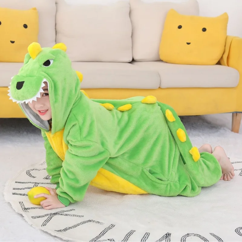 Kids Pyjamas Animal Dinosaur Rabbit Women Children Boys Girls Sleepwear Winter  Thicken Warm Soft Flannel Overalls Anime Onesie