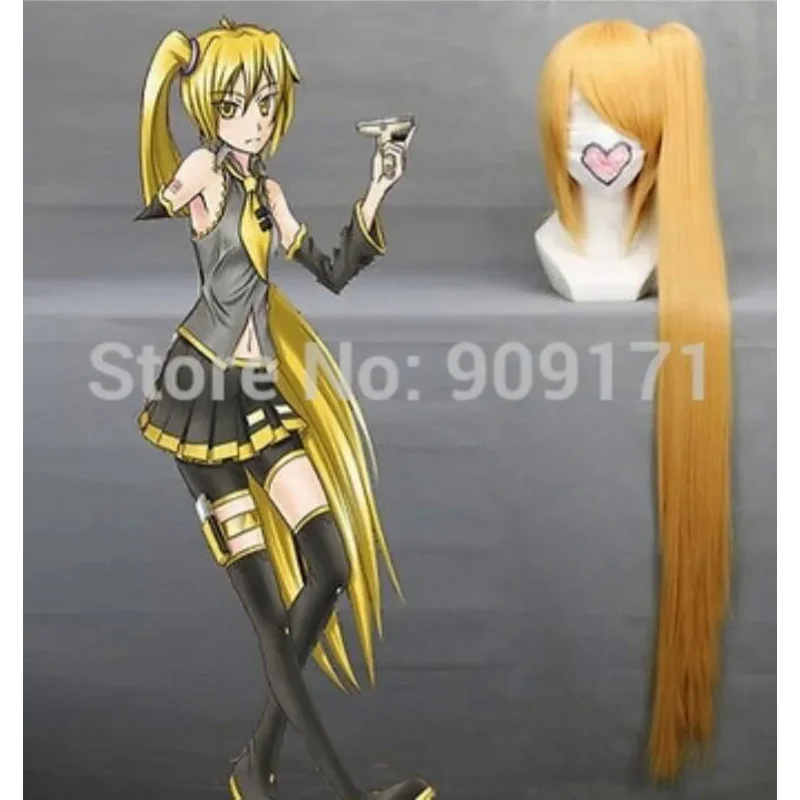 Vocaloid Akita Neru Anime Cosplay, 90cm x long, réinitialisation ultraviolet sur queue de cheval, lumière vert foncé, Cosplay ultraviolet, 100cm