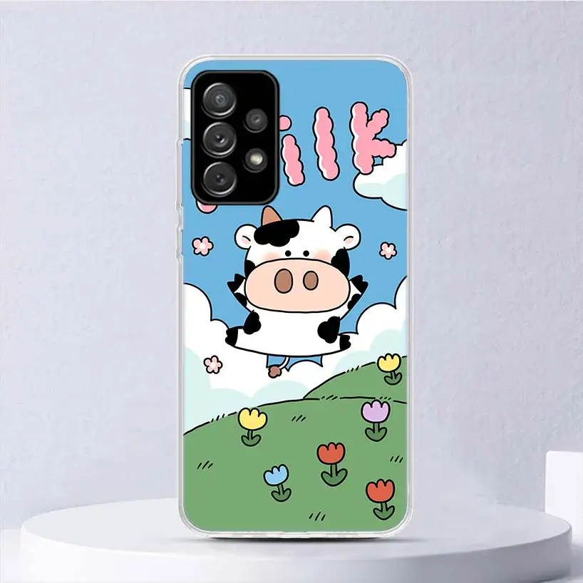 Dairy Cattle Cow Speckle Cute Soft Case For Samsung Galaxy A15 A14 A13 A12 A55 A54 A53 A52 Phone Cover A35 A32 A33 A25 A23 A22 A