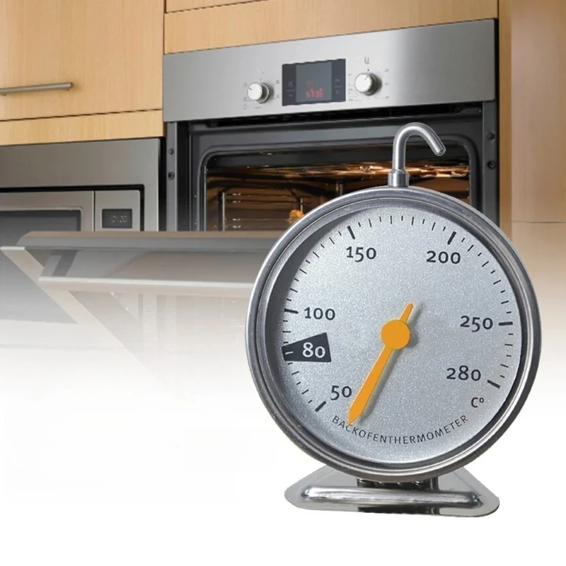 Edelstahl-Ofenthermometer mit Großem Zifferblatt 50-280°C ℃   Back- und Grillzubehör: Temperaturmessgerät für Fleisch und Lebensmittel im Haushalt