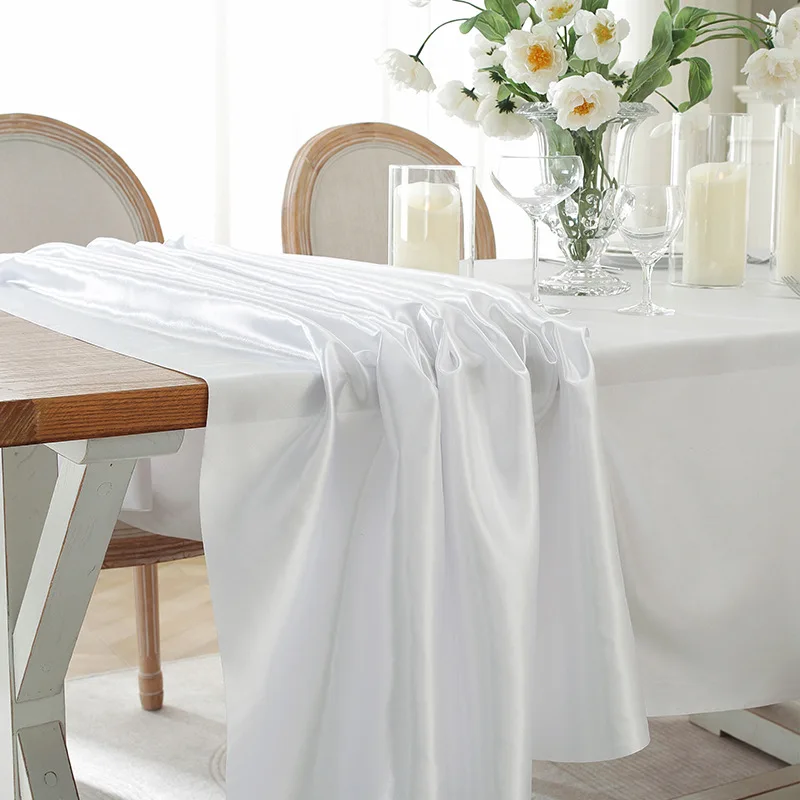 Toalha de Mesa Retangular de Cetim Luxuosa com Brilho Sedoso para Mesa de Jantar, Casamento, Festa, Banquete e Buffet, Borda Elástica, Sem Rugas, Fácil de Cuidar
