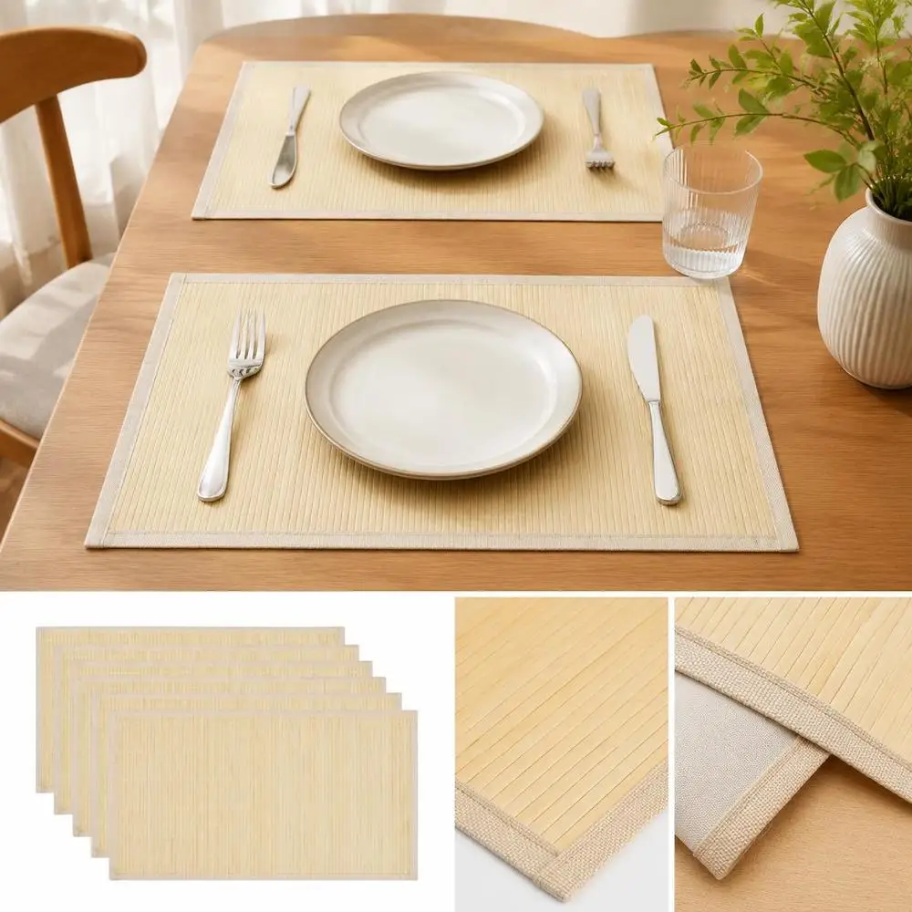 Tovaglia in Bambù Artigianale 30 x 45 cm Antiscivolo per Tavolo, Divano e Decorazione d'Interni