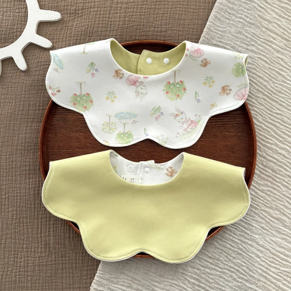 Absorbent Reversible Baby Bib Antibacterial Breathable Drool Bibs 100% Cotton Thin Bibs for Baby Girl Boy Infant Daily Wear