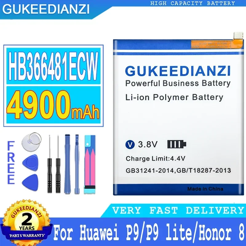 بطارية GUKEEDIANZI بقدرة 4900 مللي أمبير في الساعة 366481 ECW لهواوي التصاعدي P9 Lite/P8 Lite 2017/P20 Lite/P10 Lite/For Honor 8 Lite 5C G9 Y6 II