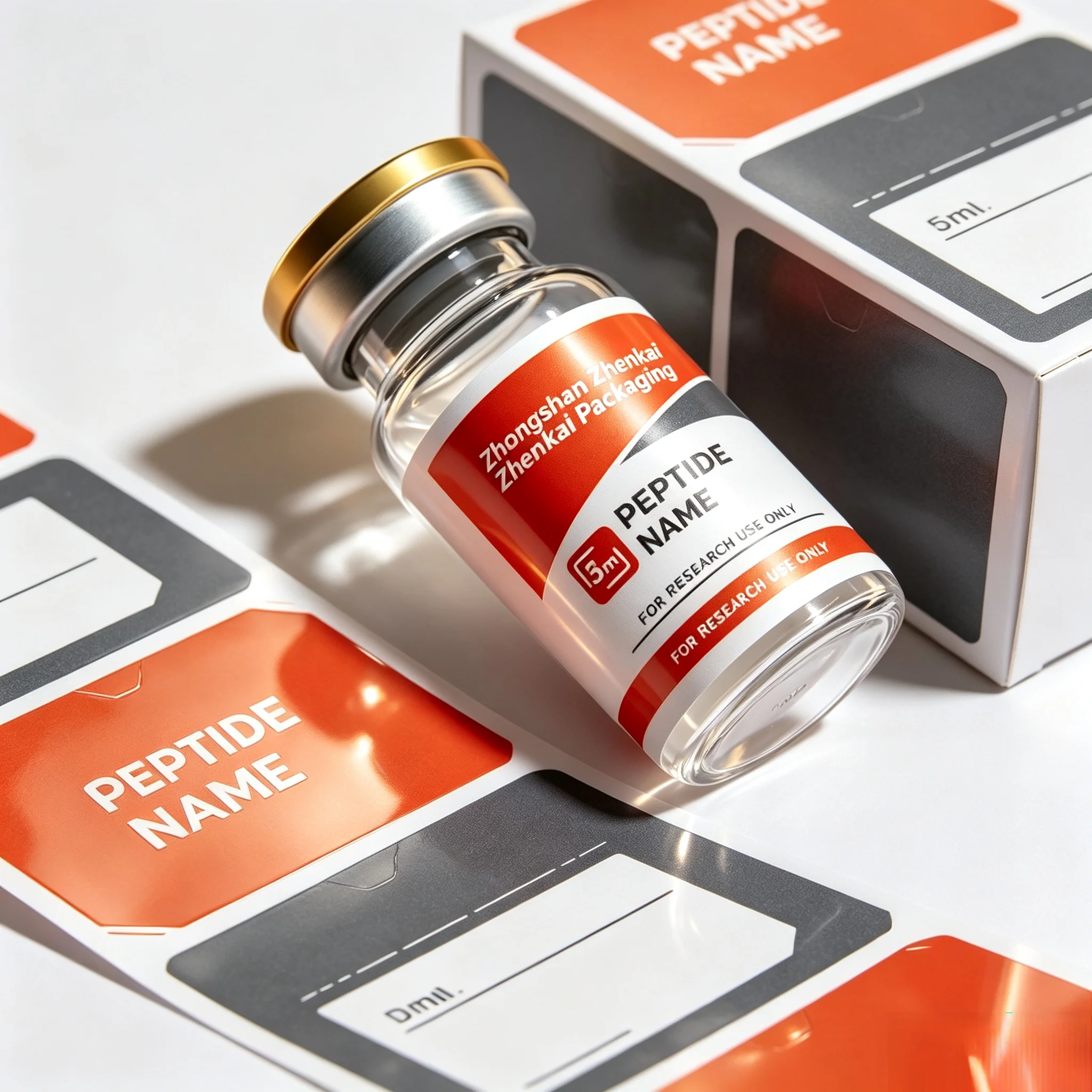Skincare Fitness Supplement Custom Peptide Packaging Set Self Adhesive Stickers Color Boxes Compatible 3ml 5ml 10ml Vials
