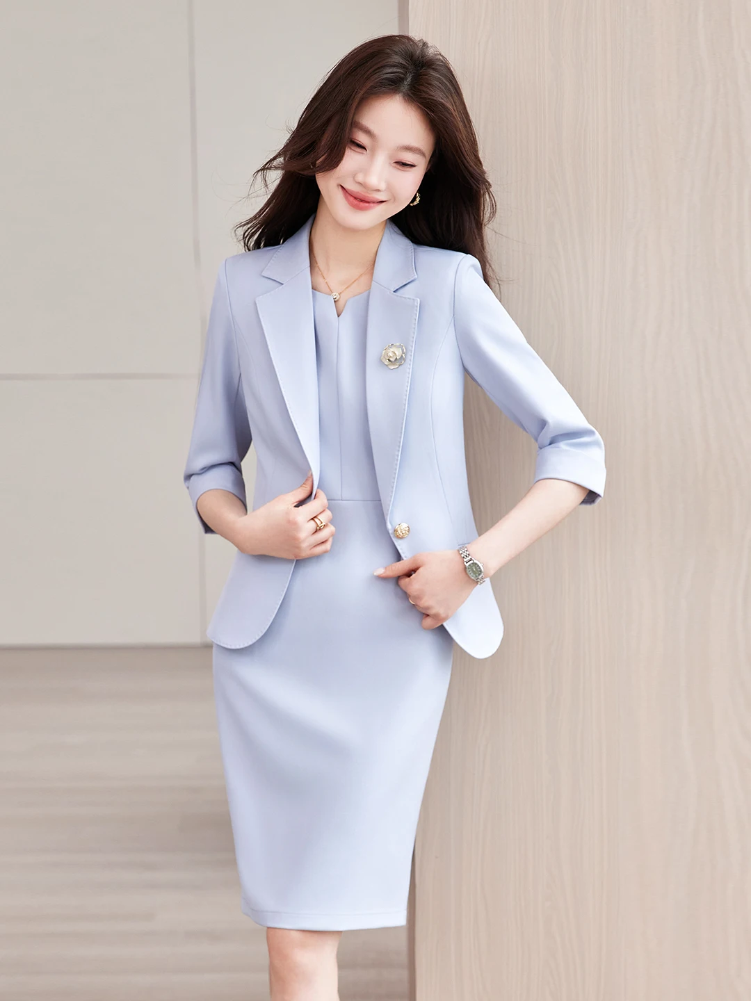 Elegant Black Suit Jacket Dress Women's Ensemble 2026 New Summer High-End Feel Professional Formal Western Wear Outfit Set