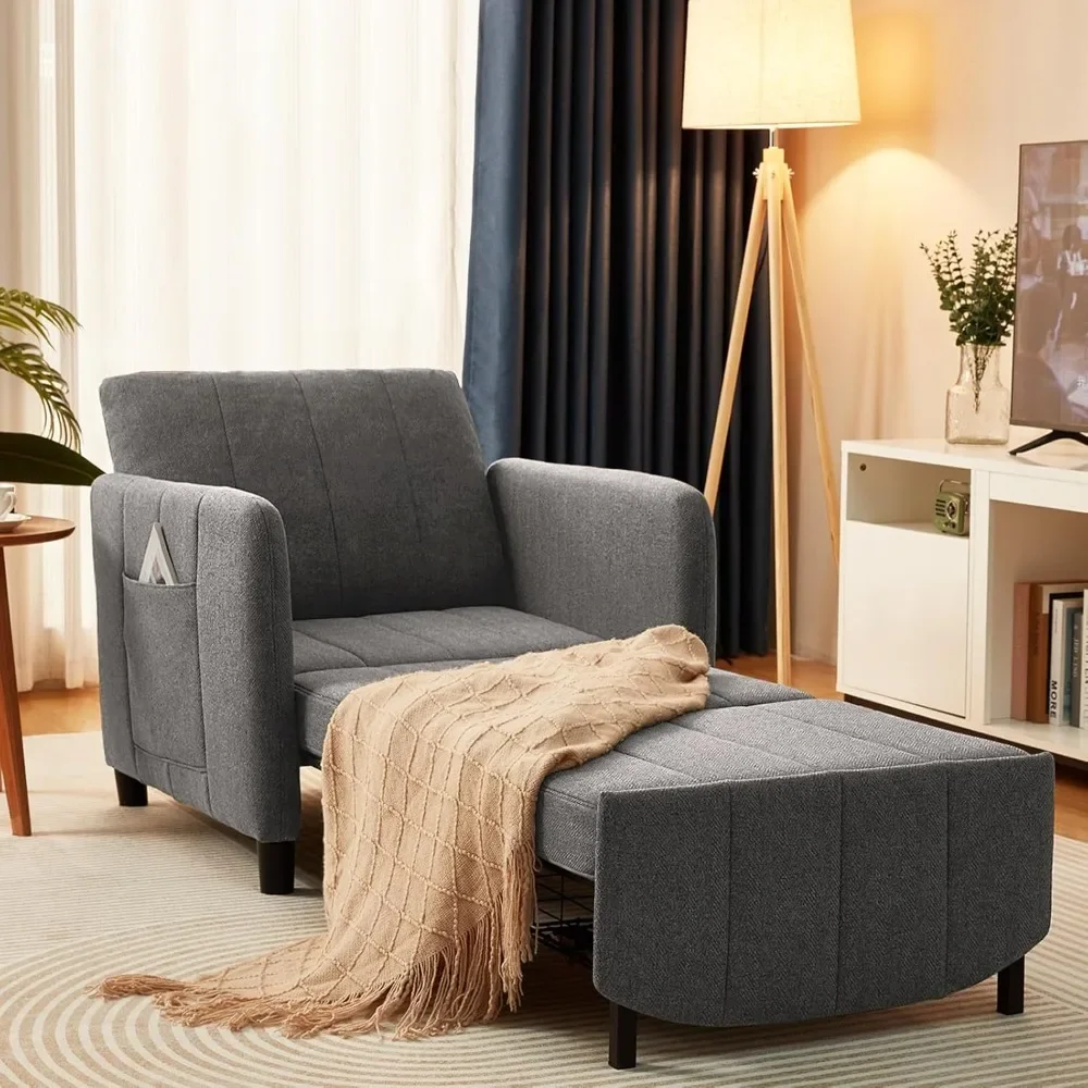 84" Extra Long Convertible Sleeper Chair Upgraded 4 in 1 Pull Out Single Sofa Bed Multi Functional Lounge Chair For Adult Sleep