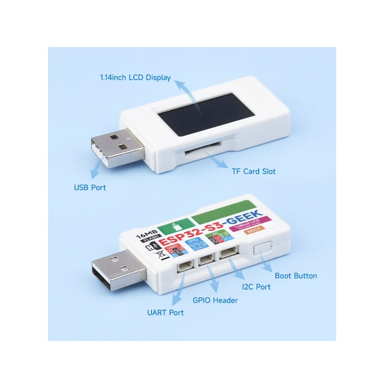 ESP32-S3-GEEK Development Board ESP32-S3R2 Chip Solution 1.14-inch 65K Color LCD Support WiFi and Bluetooth LE