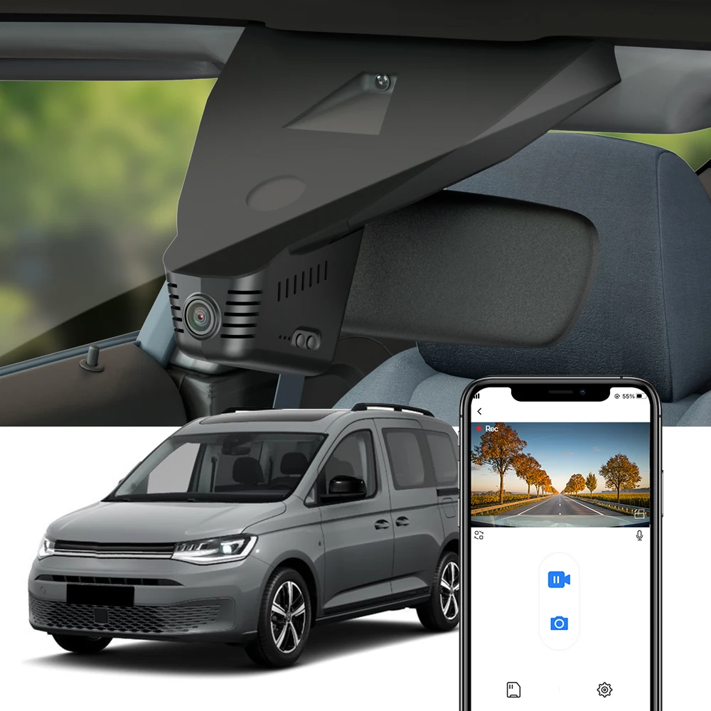 FITCAMX 4K Dashcam for Volkswagen VW Caddy 2021 - 2026, OEM Style Car DVR Camera with Night Vision, Easy to Install