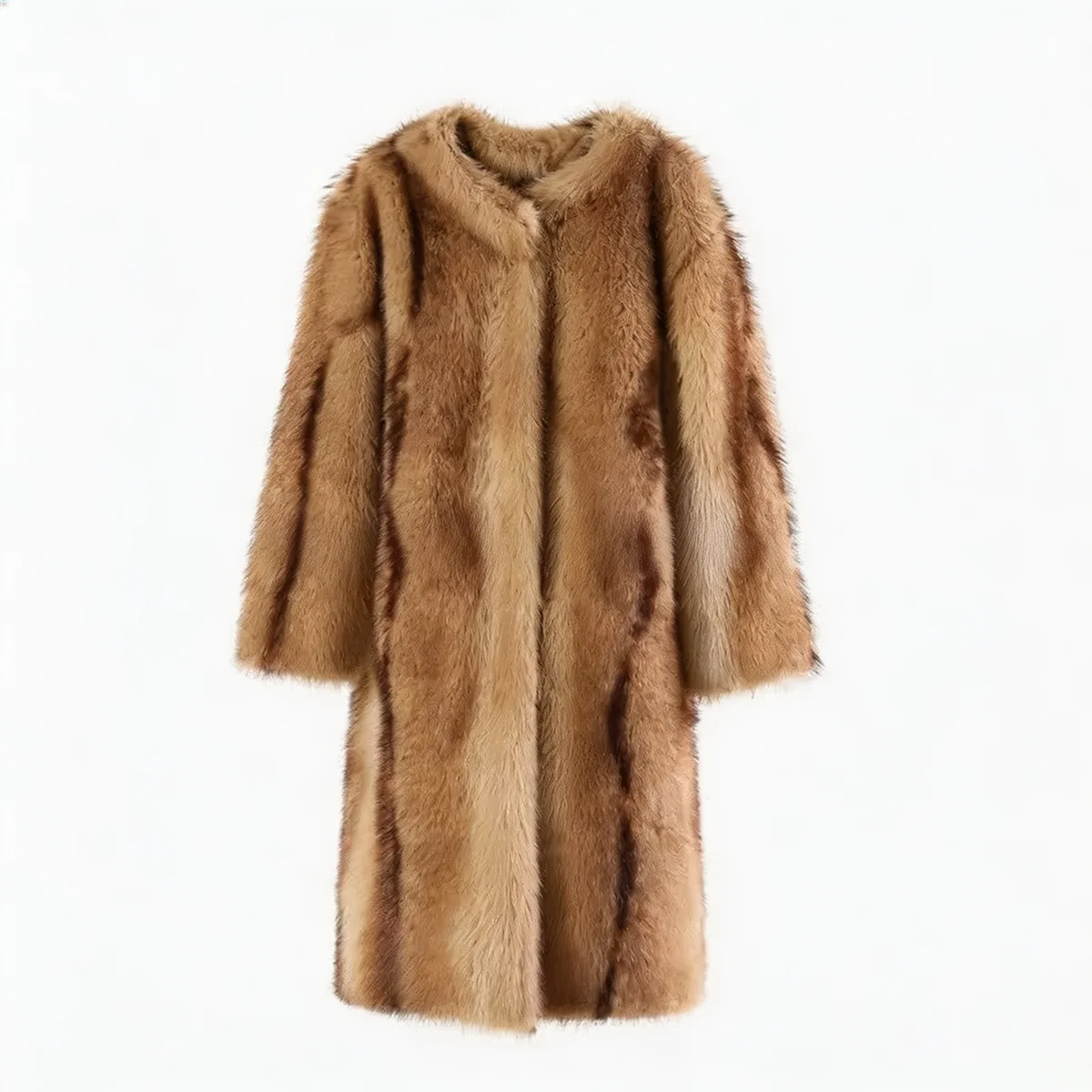 Women Winter Faux Fur Coat Long Fluffy Camel Brown Oversized Vintage 2026 New Old Money Y2K Streetwear Outerwear