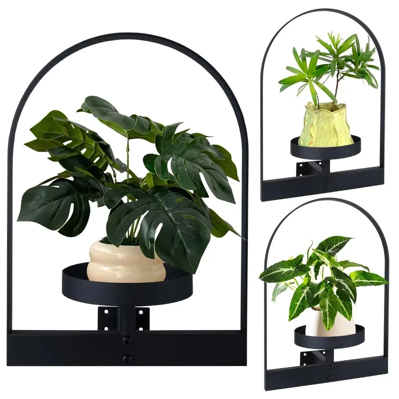 

Modern minimalist metal frame wall-mounted plant shelf indoor flower stand easy to assemble plant lover pot tray