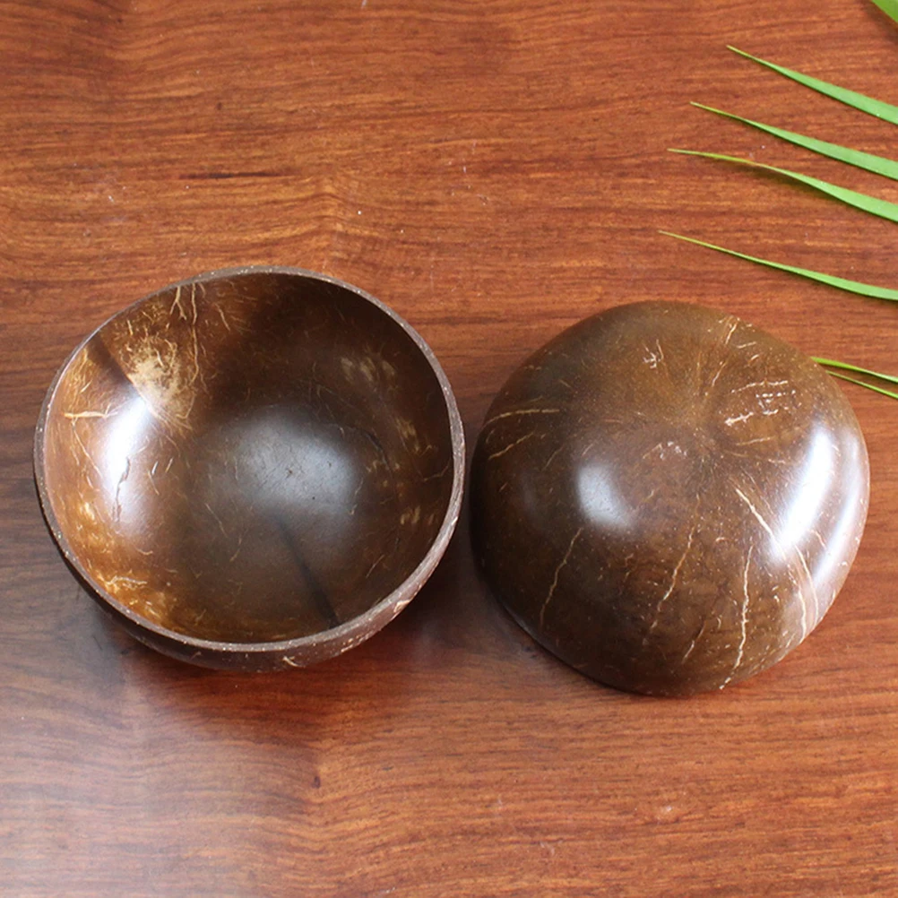 

4pcs Natural Coconut Bowl Decoration Fruit Salad Noodle Rice Bowl Wooden Fruit Bowl Handicraft Decoration Creative Coconut Shell