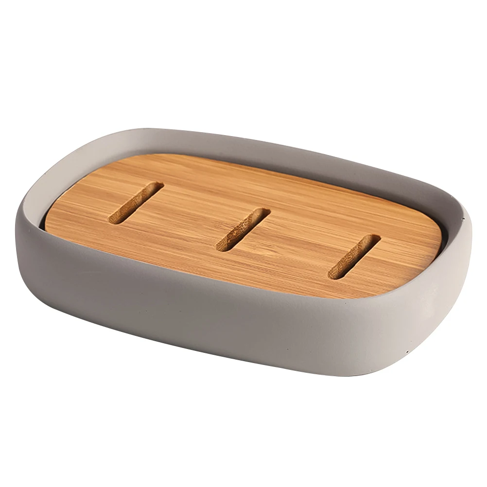

1pc Concrete Double Soap Soap Holder Dish Tray Holder for Bathroom Sink Travel Non Metal Portable Case Home Use
