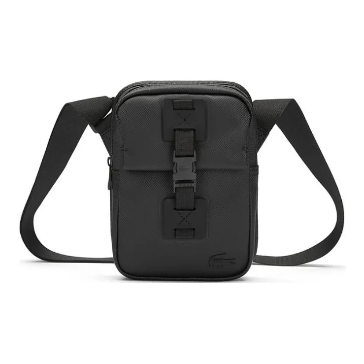 Bolsa de Mão LACOSTE em PVC, Bolsa de Ombro, Bolsa Transversal Pequena Masculina Preta