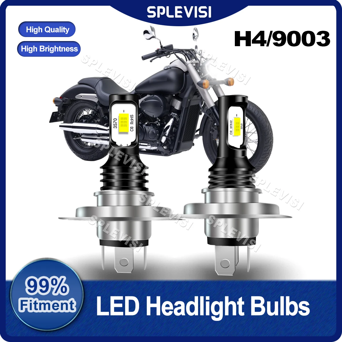 SPLEVISI Pair Motorcycle Bulbs H4/9003 LED Headlight 70W 8000LM Compatible For Honda VTX1300C VTX1800N Honda XR250L