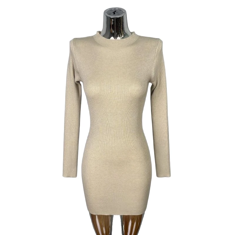 2025 الخريف الشتاء فستان سترة صغيرة المرأة الياقة المدورة كم طويل الأبيض محبوك غمد تنورة طويلة مثير فساتين أنيقة #5