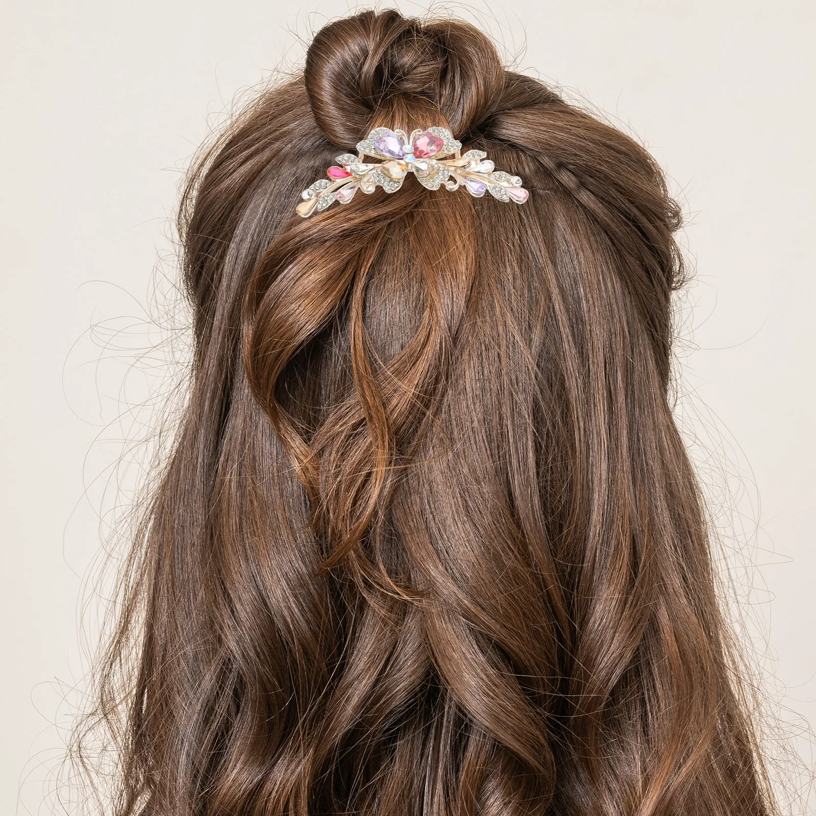 

Rhinestone Hair Comb Clips Purple 4 Teeth Easy Use Durable Lightweight Birthdays Weddings Proms Accessories Hair Side Combs