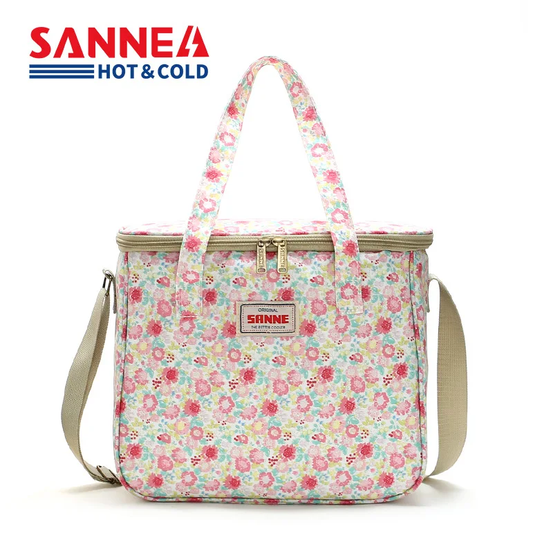 

SANNE 7L/10L Floral Series Lunch Bag Thermal Diagonal Portable Waterproof Insulated Thermal Cooler Bag Picnic Bag for Family