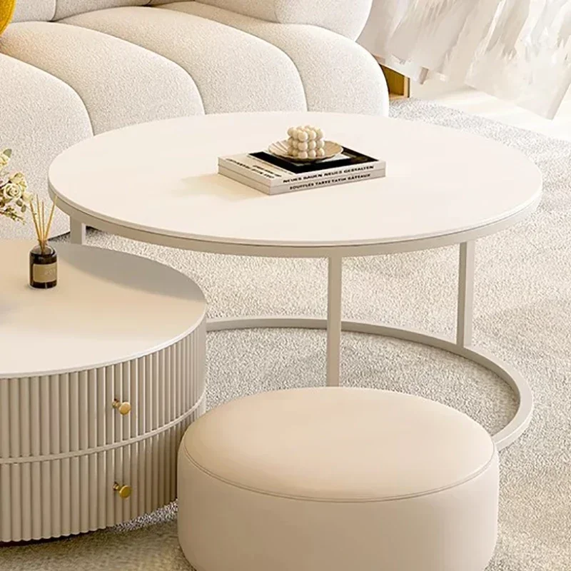 White Vanity Coffee Table Floor Makeup Elegant Design Corner Round Table Modern Liftable Funky Table De Chevet Bedroom Furniture