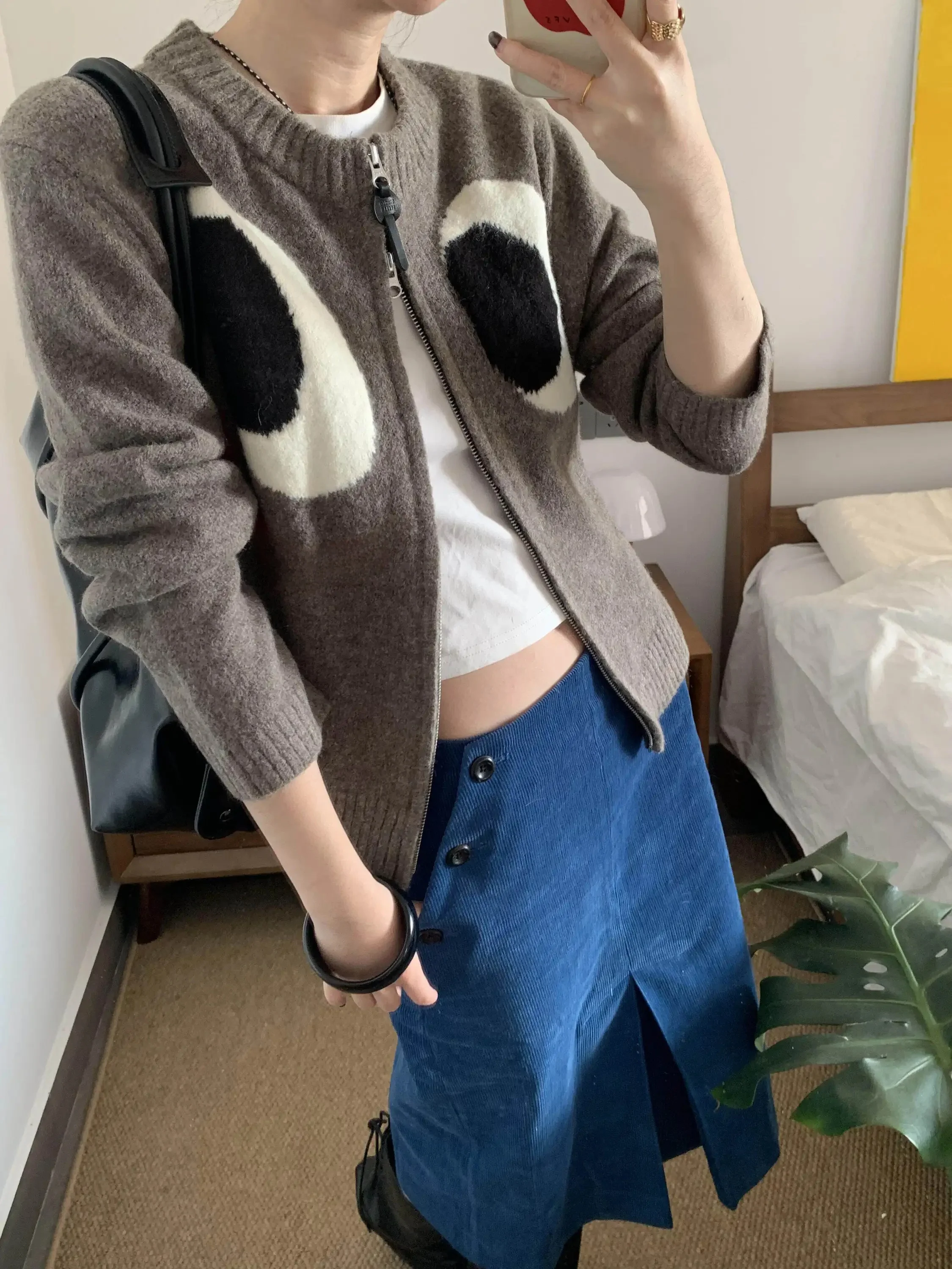 Retro Baby Blue Low Waist Straight Cut Pleated Button Corduroy Midi Skirt Women's Autumn Winter New Style City Commute Casual...