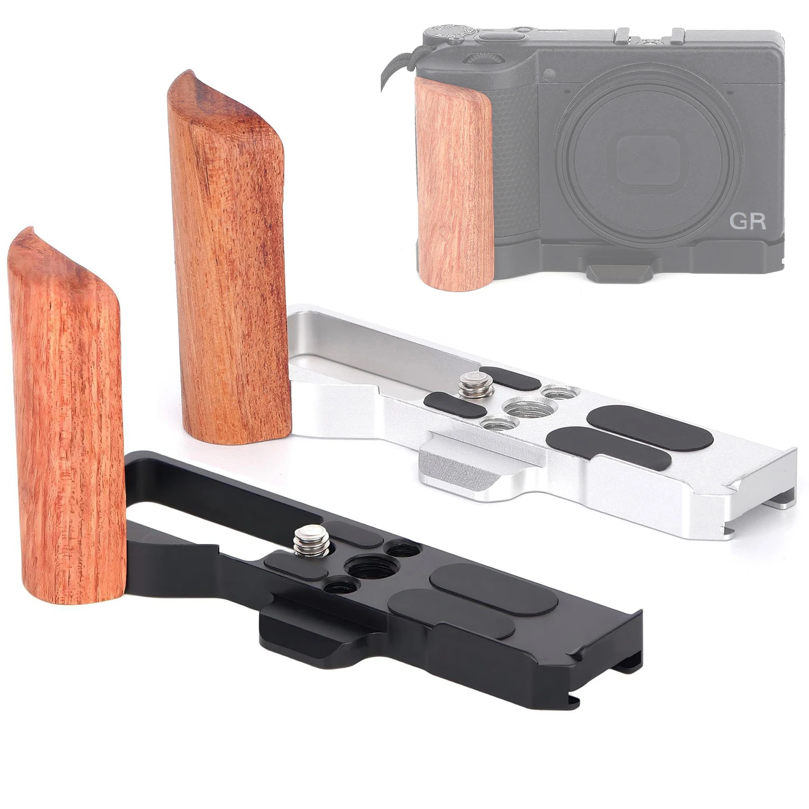 For Ricoh GR IV GRIV GR4 Wooden Hand Grip L Bracket Holder, For Arca Type Quick Release Plate, Handgrip L-Shape Wooden Grip