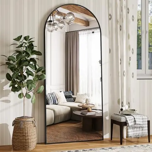 65" x 24" Arch Full Length Mirror - Floor Full Body Mirror with Aluminum Frame - Standing, Leaning or Hanging, for