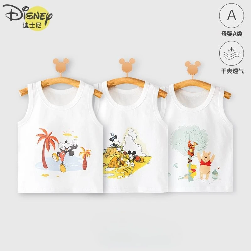 Kawaii Disney Pooh Beer Minnie Kinderzomer Nieuwe Mode Leuke Cartoon Ontwerp Zacht Katoen Mouwloos Hemdje T-shirt Top